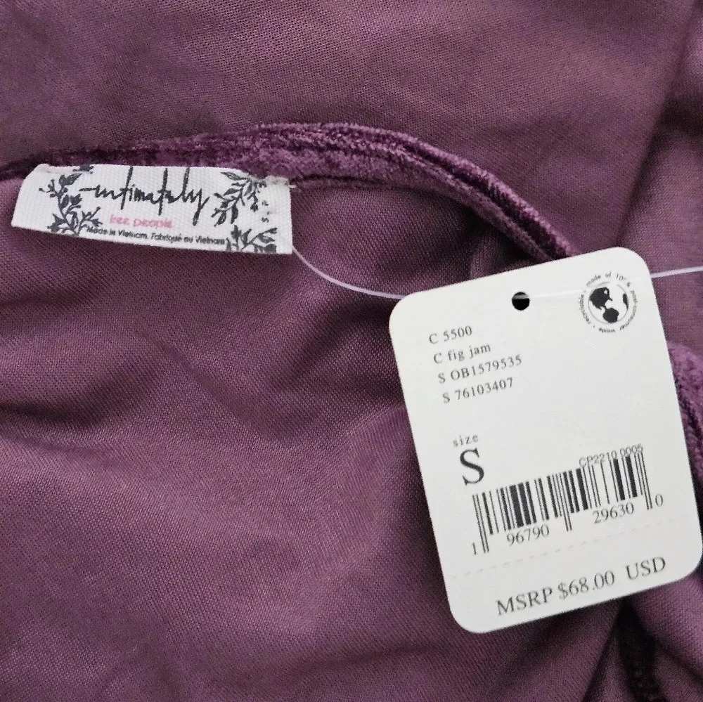 Intimately Free People Velvet Cowl Neck Cami Top Plum Purple Size Small NWT - Picture 7 of 8